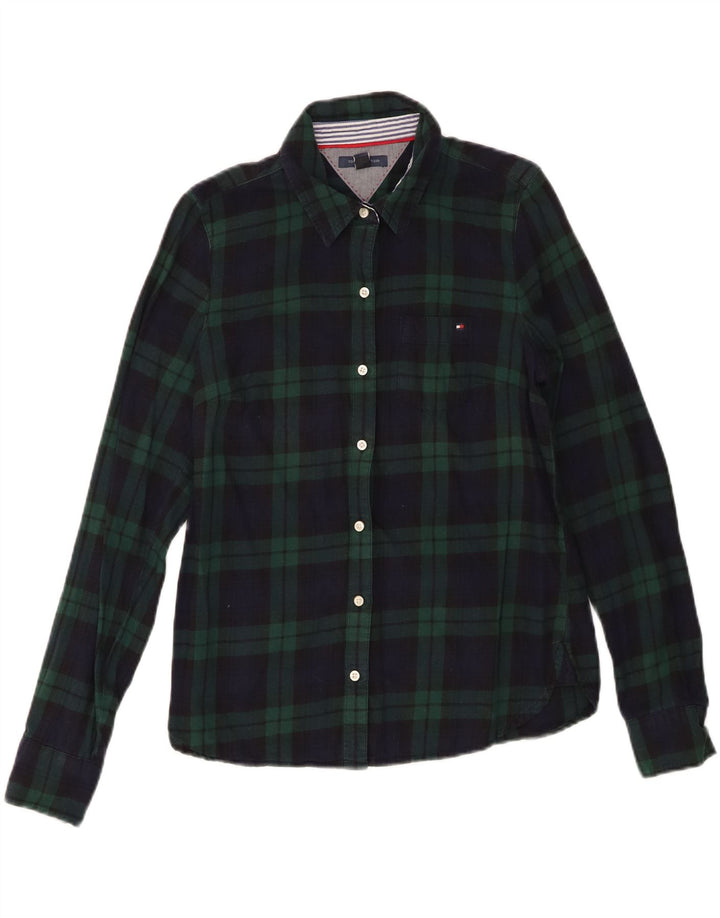 Женская рубашка Tommy Hilfiger UK 12, средний темно-синий цвет в клетку, хлопок