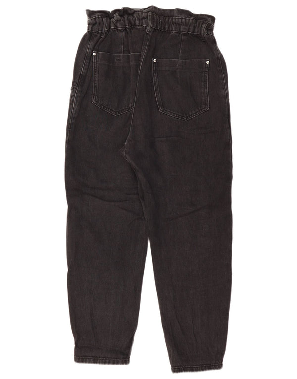 ZARA Womens High Waist Tapered Jeans EU 36 XS W26 L24 Black Cotton
