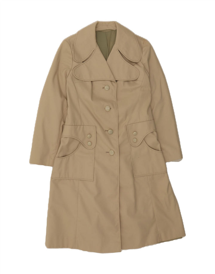 VINTAGE Womens Overcoat IT 40 Small Beige Polyester Vintage Vintage and Second-Hand Vintage from Messina Hembry 