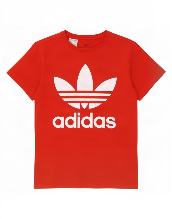 Футболка Adidas с рисунком для мальчиков 11–12 лет, красный хлопок