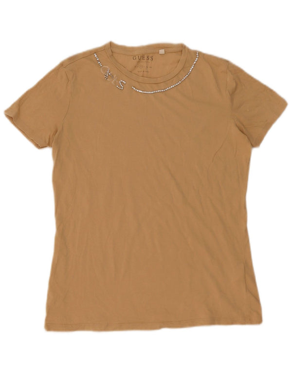 Женская футболка Guess Top UK 12, средний бежевый хлопок