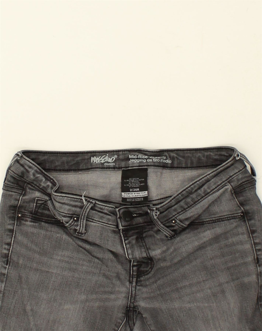 MOSSIMO Womens Distressed Jegging Slim Jeans US 2 XS  W26  L27 Grey Cotton | Vintage Mossimo | Thrift | Second-Hand Mossimo | Used Clothing | Messina Hembry 