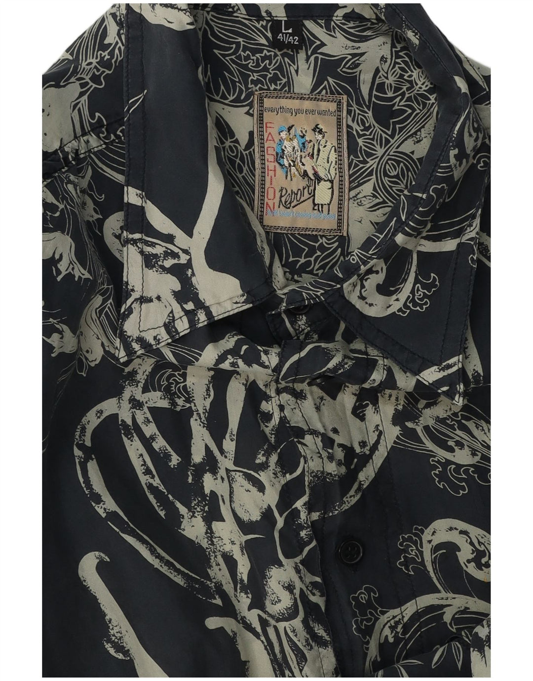 ОТЧЕТ Мужская рубашка с коротким рукавом, размер 41/42, большая темно-синяя с узором пейсли