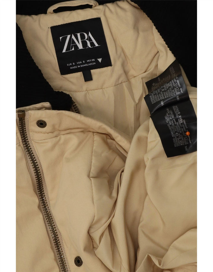 Женская оверсайз-куртка ZARA UK 10, маленькая, бежевая с цветными блоками