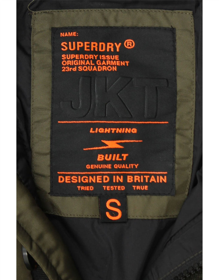 SUPERDRY Мужская утепленная куртка с капюшоном UK 36, маленький нейлон цвета хаки