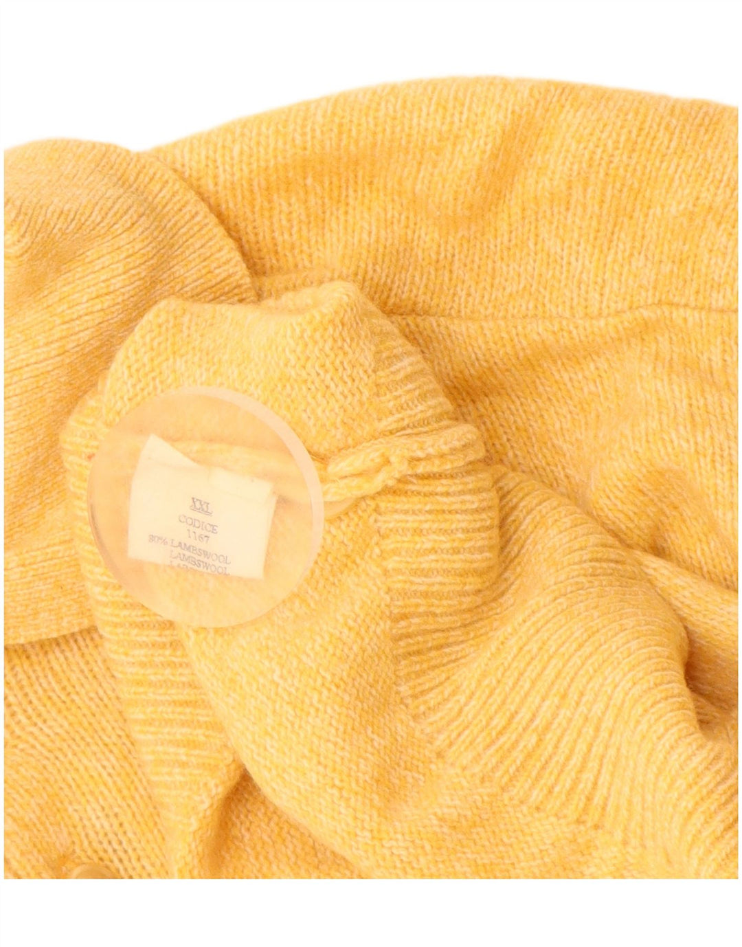 Мужской свитер VINTAGE с воротником-поло 2XL, желтый из овечьей шерсти