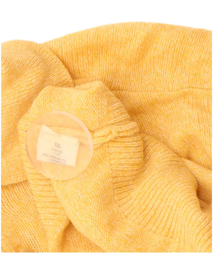 Мужской свитер VINTAGE с воротником-поло 2XL, желтый из овечьей шерсти