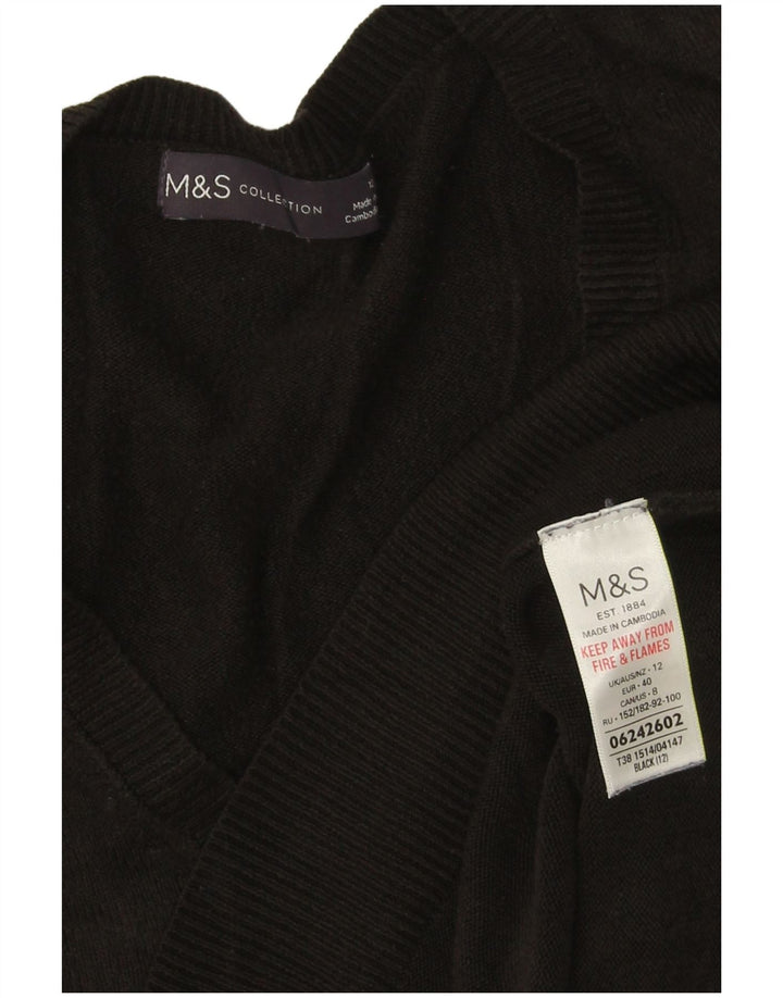 Женский джемпер с v-образным вырезом Marks & Spencer UK 12, средний черный акрил
