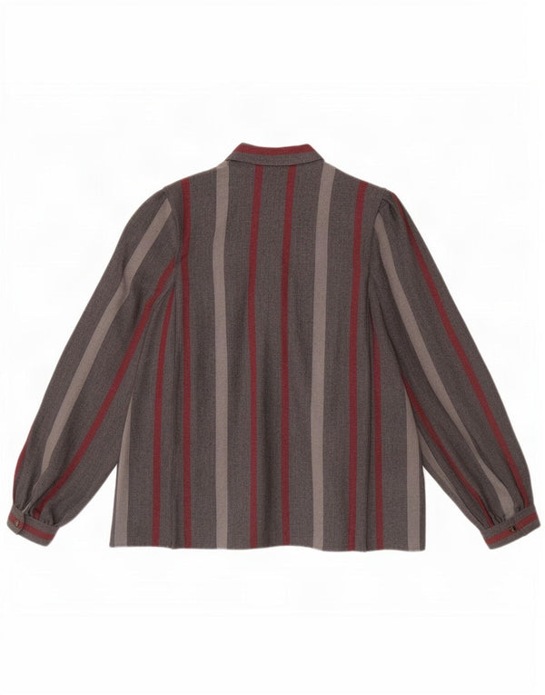 Винтажная женская блузка-рубашка UK 18 XL серая в полоску
