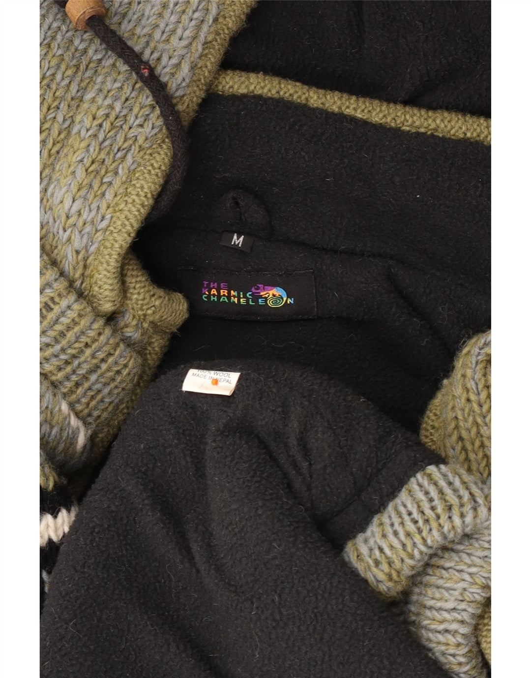 ВИНТАЖНЫЙ Мужской кардиган с капюшоном, свитер среднего цвета хаки, шерсть Fair Isle