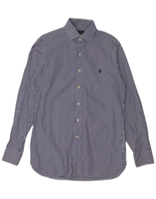 Мужская рубашка POLO RALPH LAUREN, размер 15 38, средний синий в тонкую полоску, хлопок