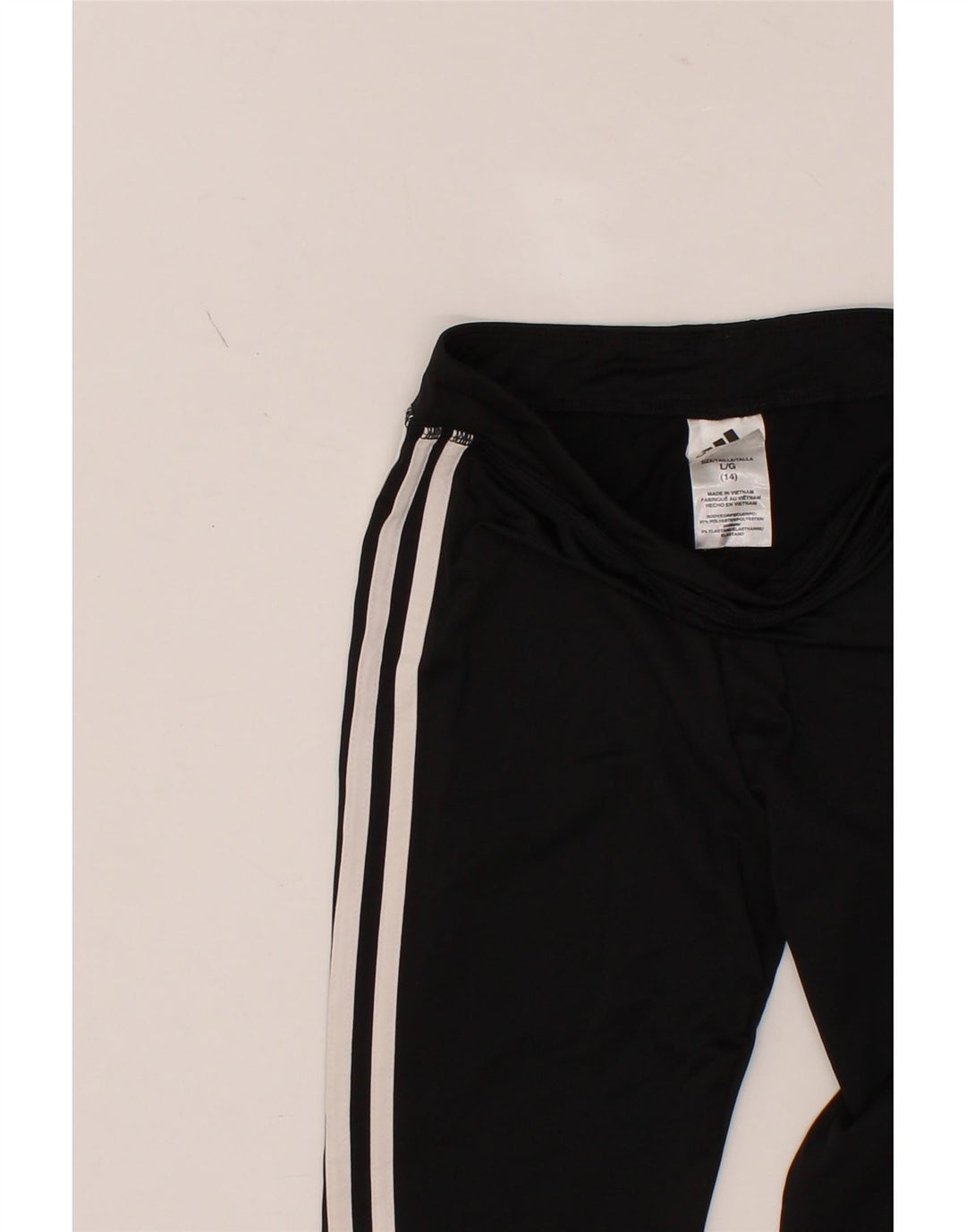 ADIDAS Girls Leggings 13-14 Years Large Black Polyester Vintage Adidas and Second-Hand Adidas from Messina Hembry 