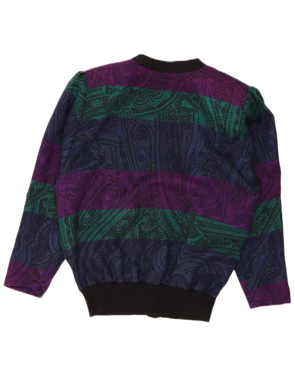 ВИНТАЖНЫЙ женский кардиган-свитер UK 16, большой разноцветный шерстяной узор с пейсли