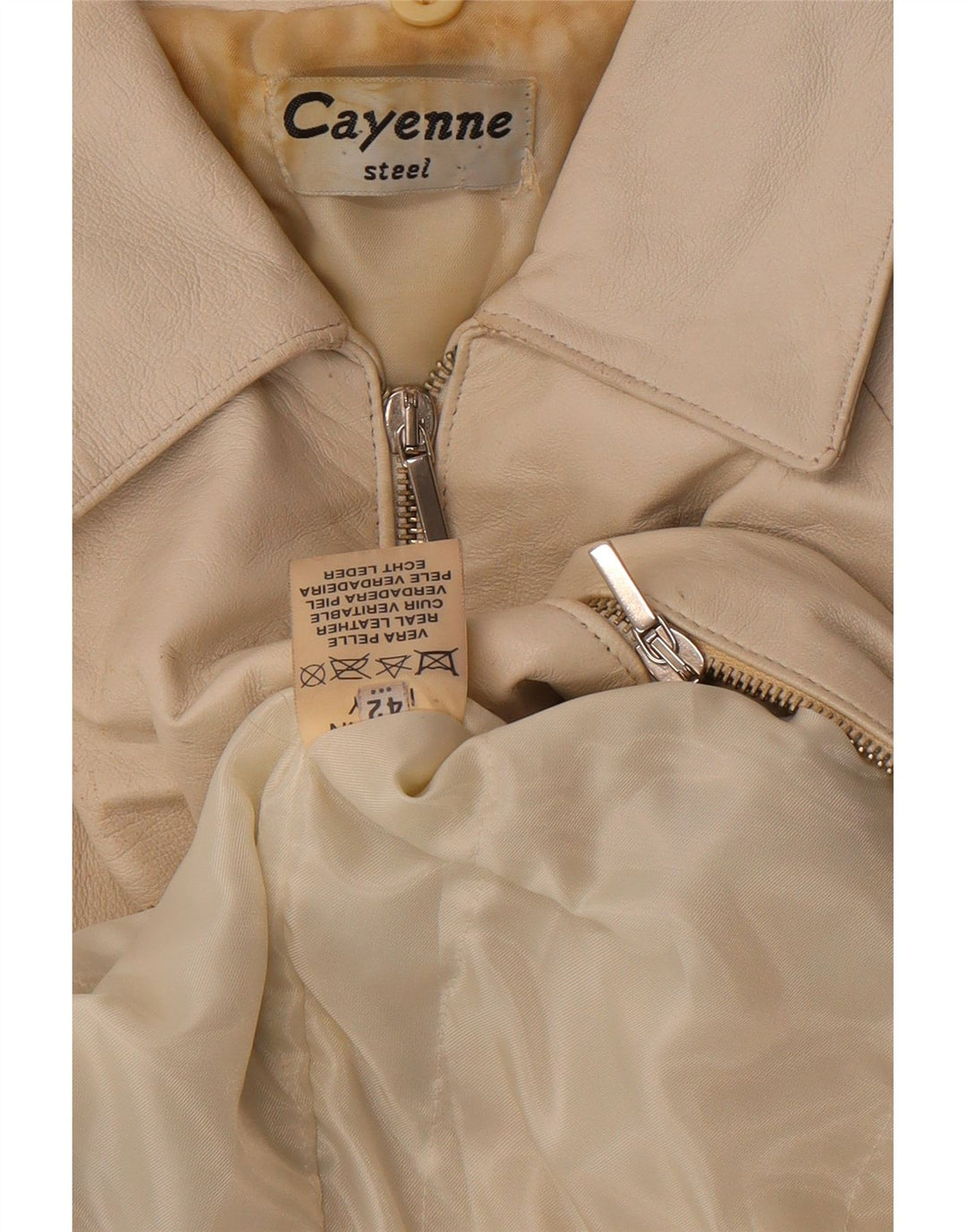 Женская укороченная кожаная куртка Cayenne IT 42 Medium White Leather