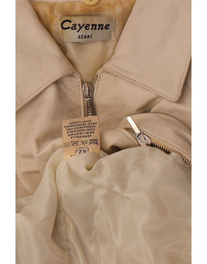 Женская укороченная кожаная куртка Cayenne IT 42 Medium White Leather