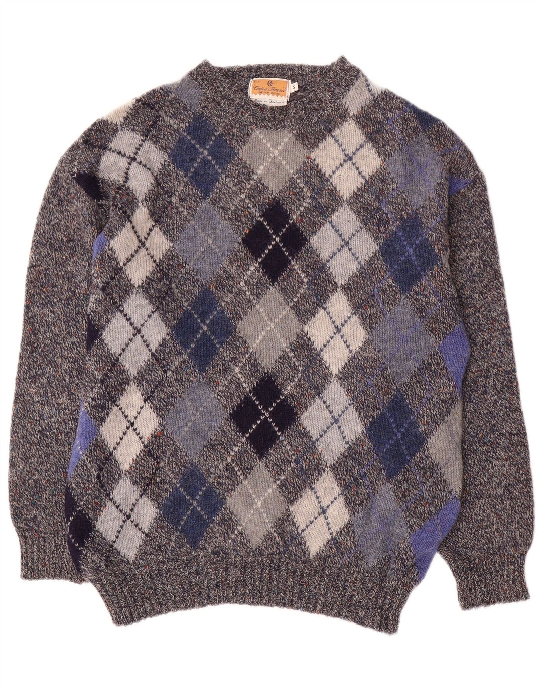 Мужской джемпер с круглым вырезом CONTE OF FLORENCE, маленький серый с узором аргайл/бриллиант