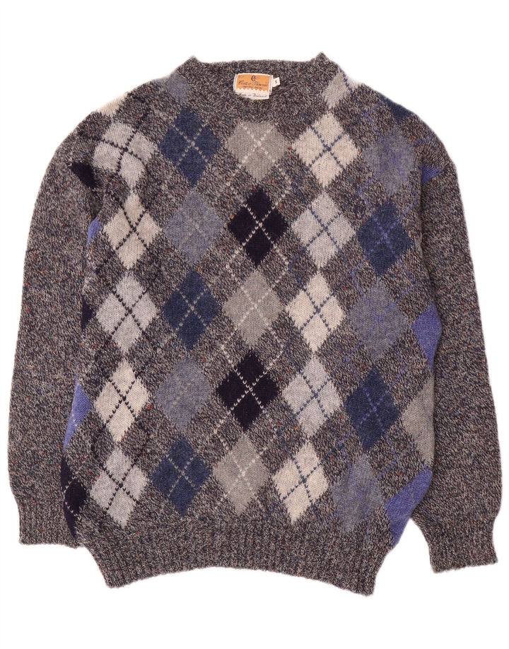 Мужской джемпер с круглым вырезом CONTE OF FLORENCE, маленький серый с узором аргайл/бриллиант