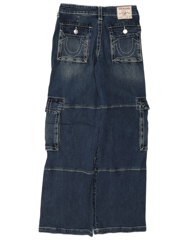 Женские широкие джинсы-карго True Religion W26 L33, синий хлопок