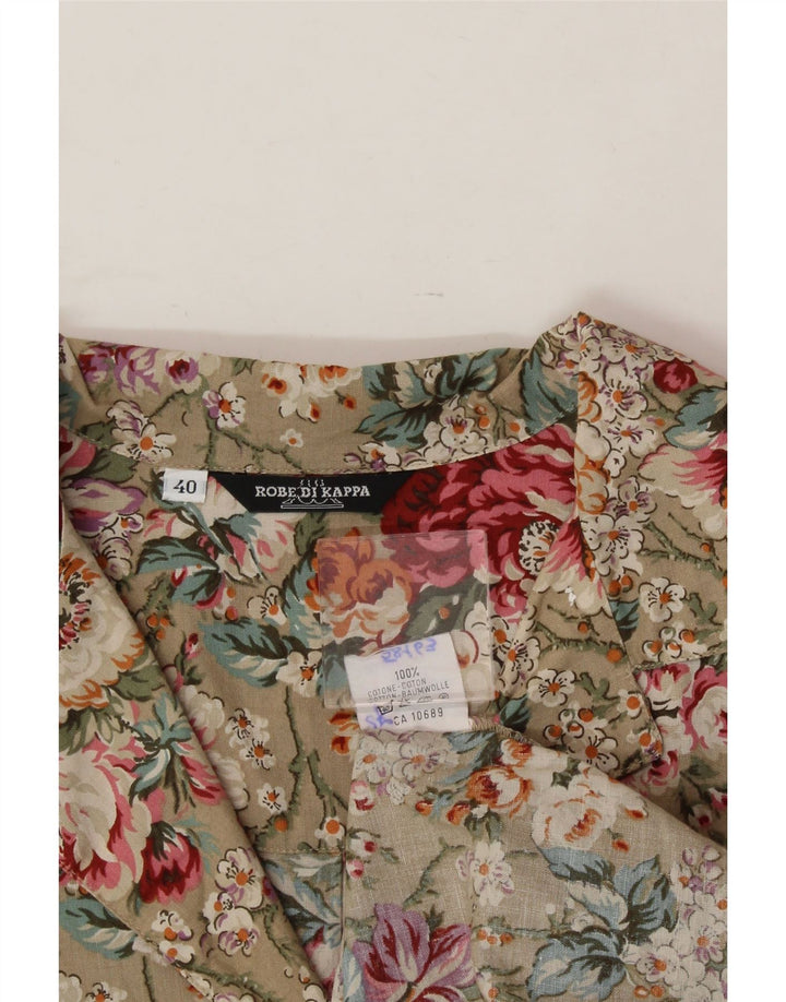 KAPPA Womens Oversized Short Sleeve Shirt IT 40 Small Grey Floral Cotton Vintage Kappa and Second-Hand Kappa from Messina Hembry 