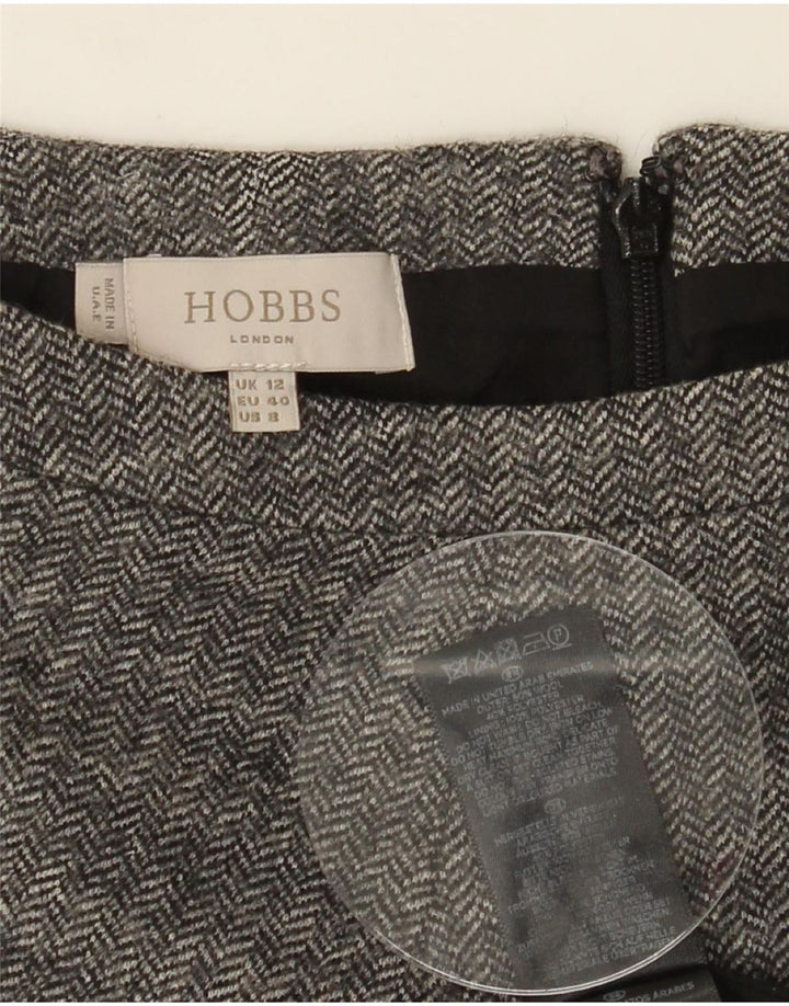Женское платье-футляр Hobbs UK 12, шерсть среднего серого цвета с узором «елочка»