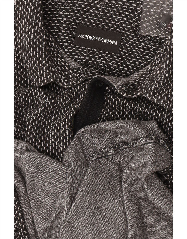 EMPORIO ARMANI Мужская Рубашка 2XL Черная Пятнистая