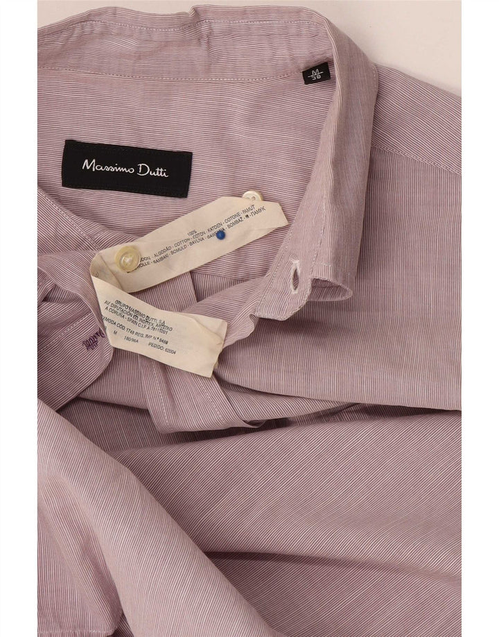 Мужская рубашка с коротким рукавом Massimo Dutti, хлопковая полоска розового цвета среднего размера
