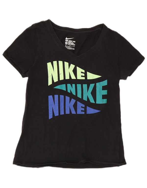 Женская футболка с графическим вырезом Nike Athletic Cut UK 14, средний черный