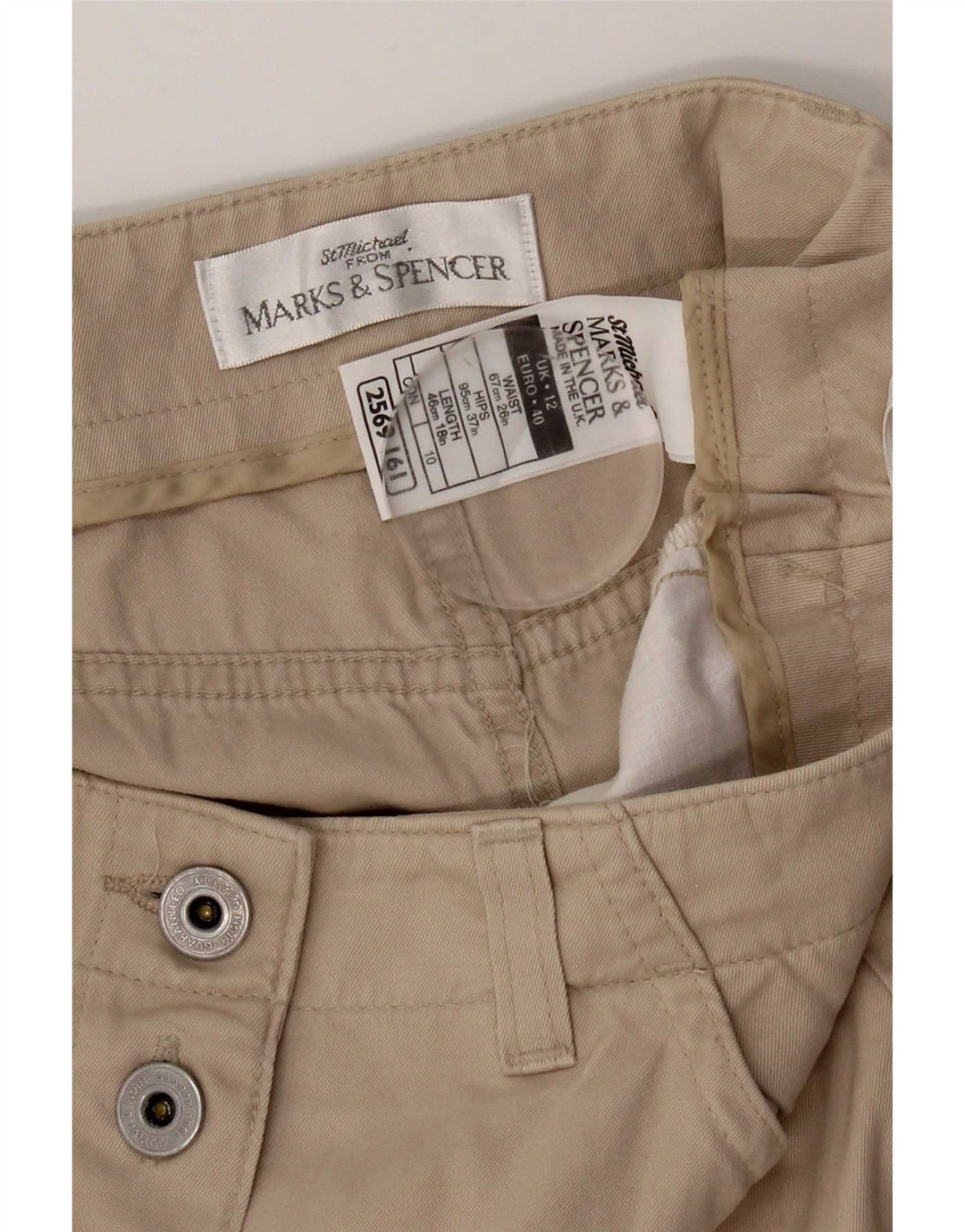 Женская мини-юбка Marks & Spencer UK 12 Medium W28 Бежевый хлопок