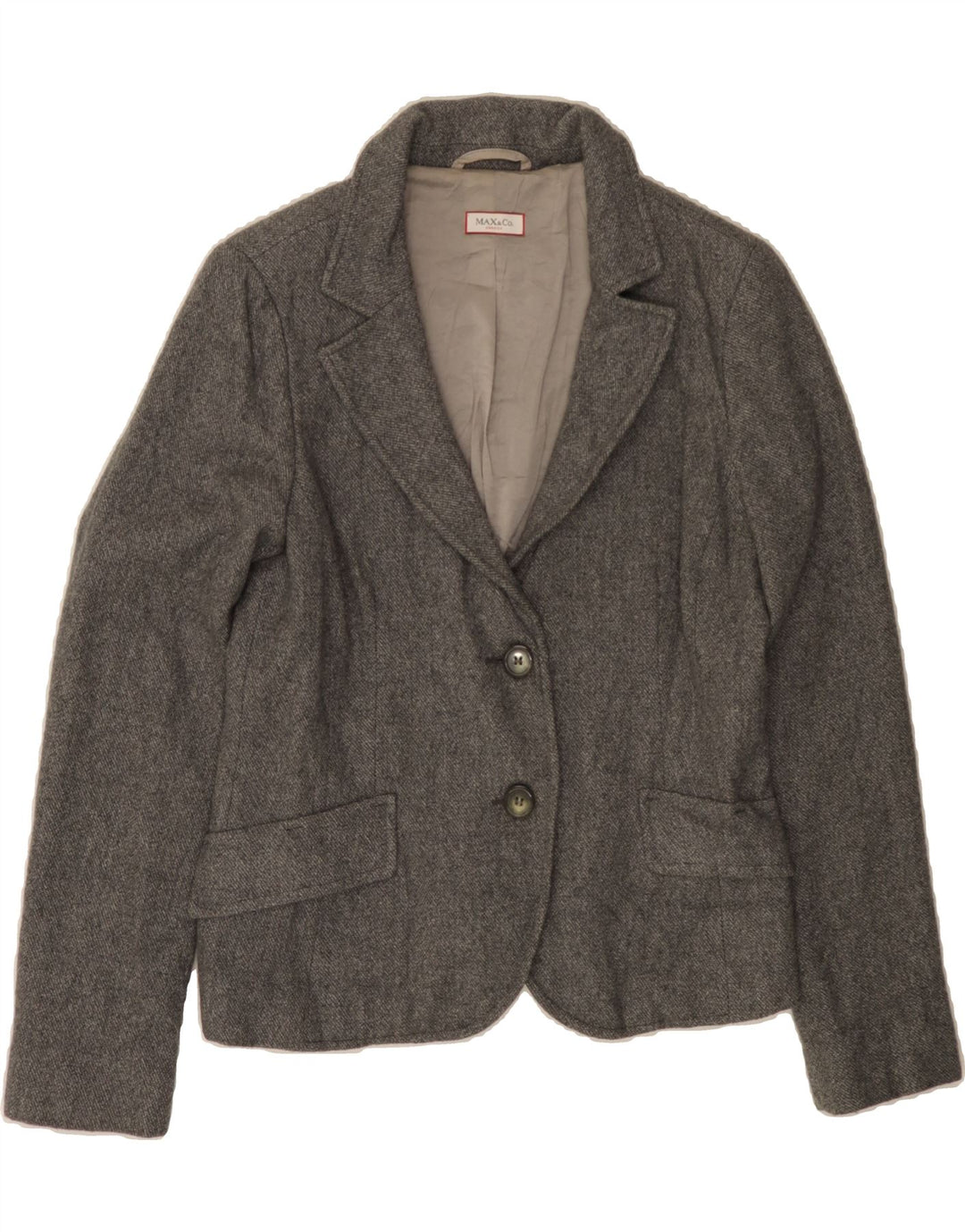 MAX & CO. Womens Classics 2 Button Blazer Jacket UK 14 Medium Grey Vintage Max & Co. and Second-Hand Max & Co. from Messina Hembry 