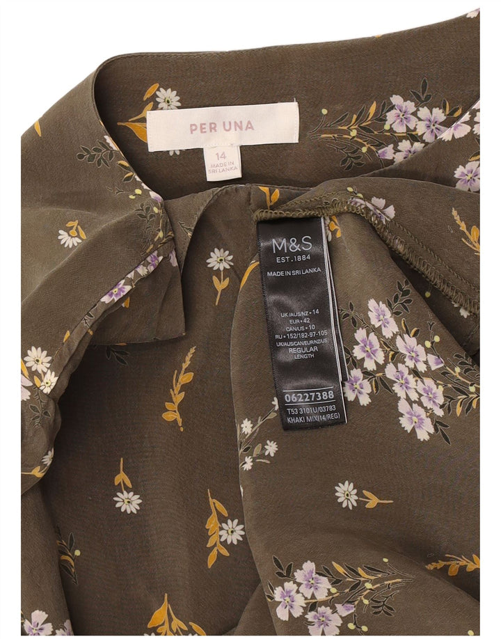 Женское платье прямого кроя с длинными рукавами Marks & Spencer Per Una, Великобритания 14, большое зеленое