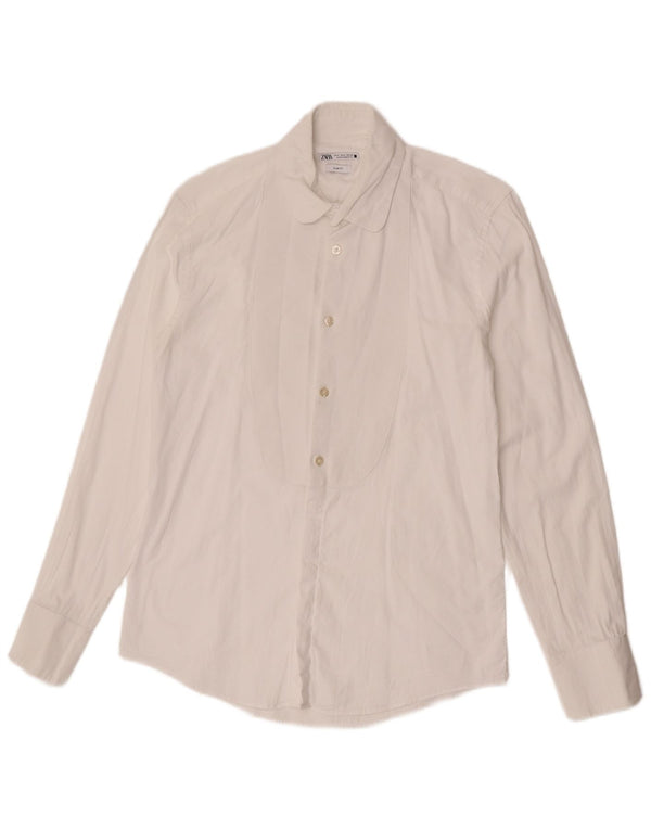 Мужская рубашка узкого кроя Zara, маленькая белая