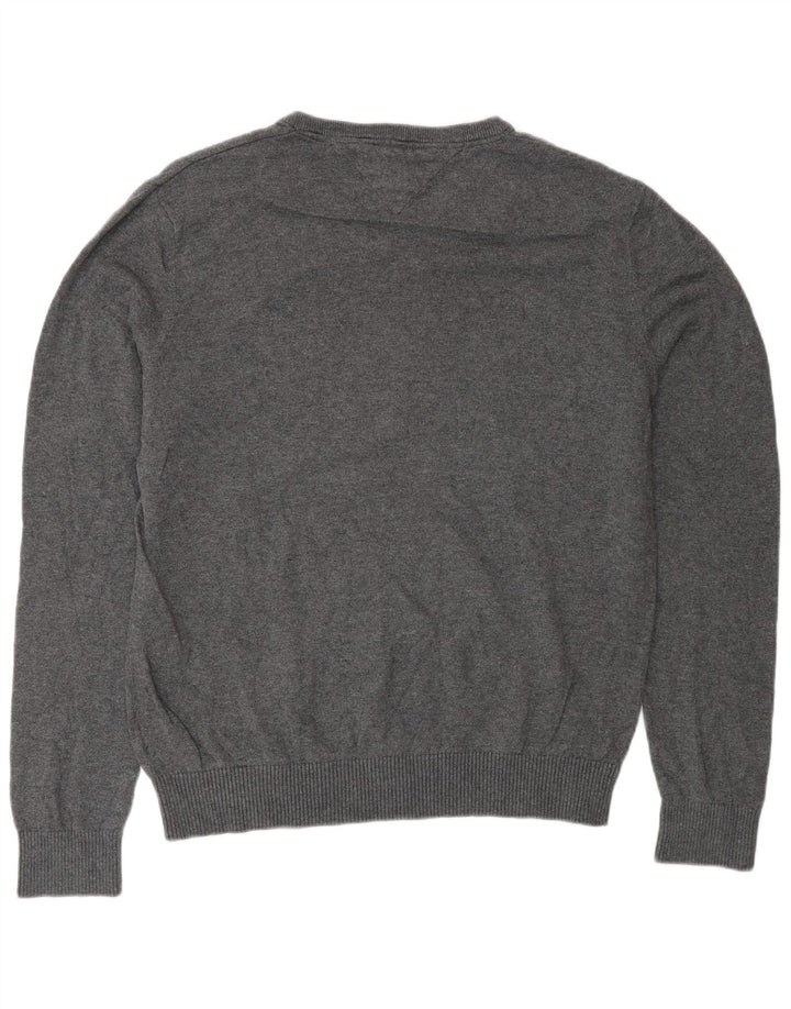 Мужской джемпер с v-образным вырезом Tommy Hilfiger, средний серый хлопок с узором аргайл/ромб