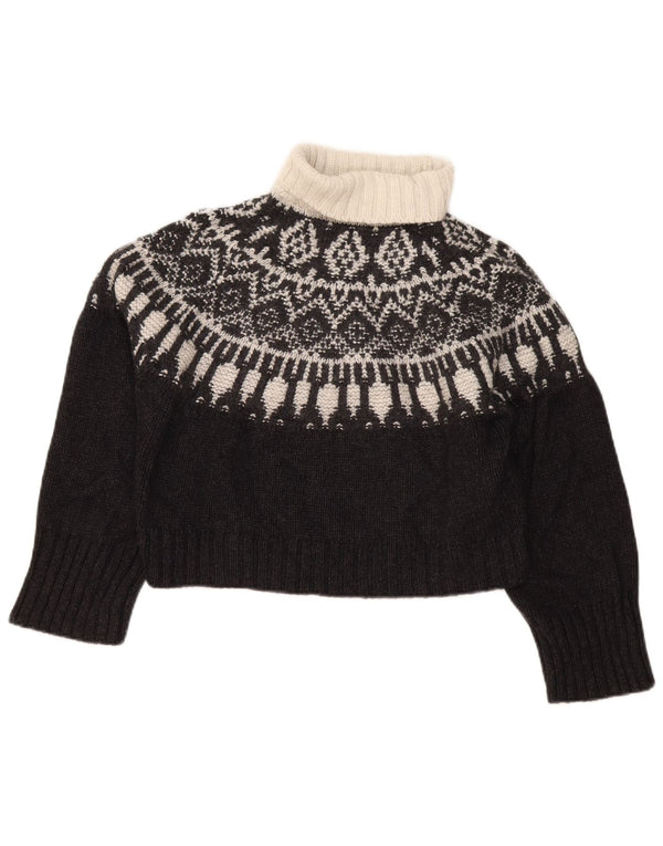 Женский укороченный джемпер с высоким воротником Massimo Dutti UK 6 XS Черный Fair Isle