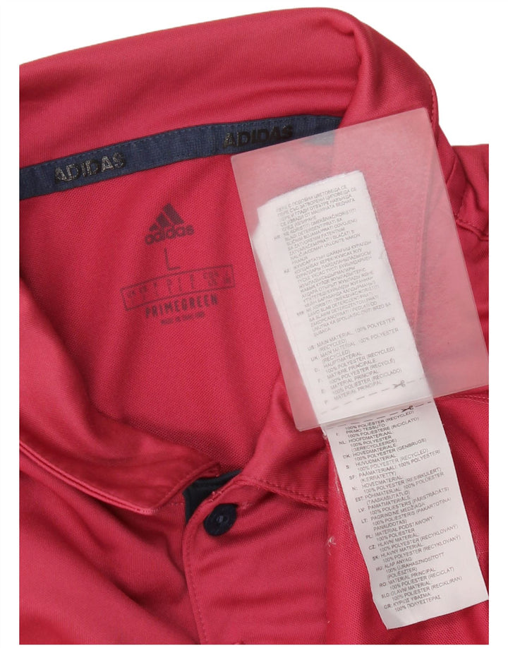 Мужская рубашка поло Adidas Primegreen из полиэстера в большую красную полоску
