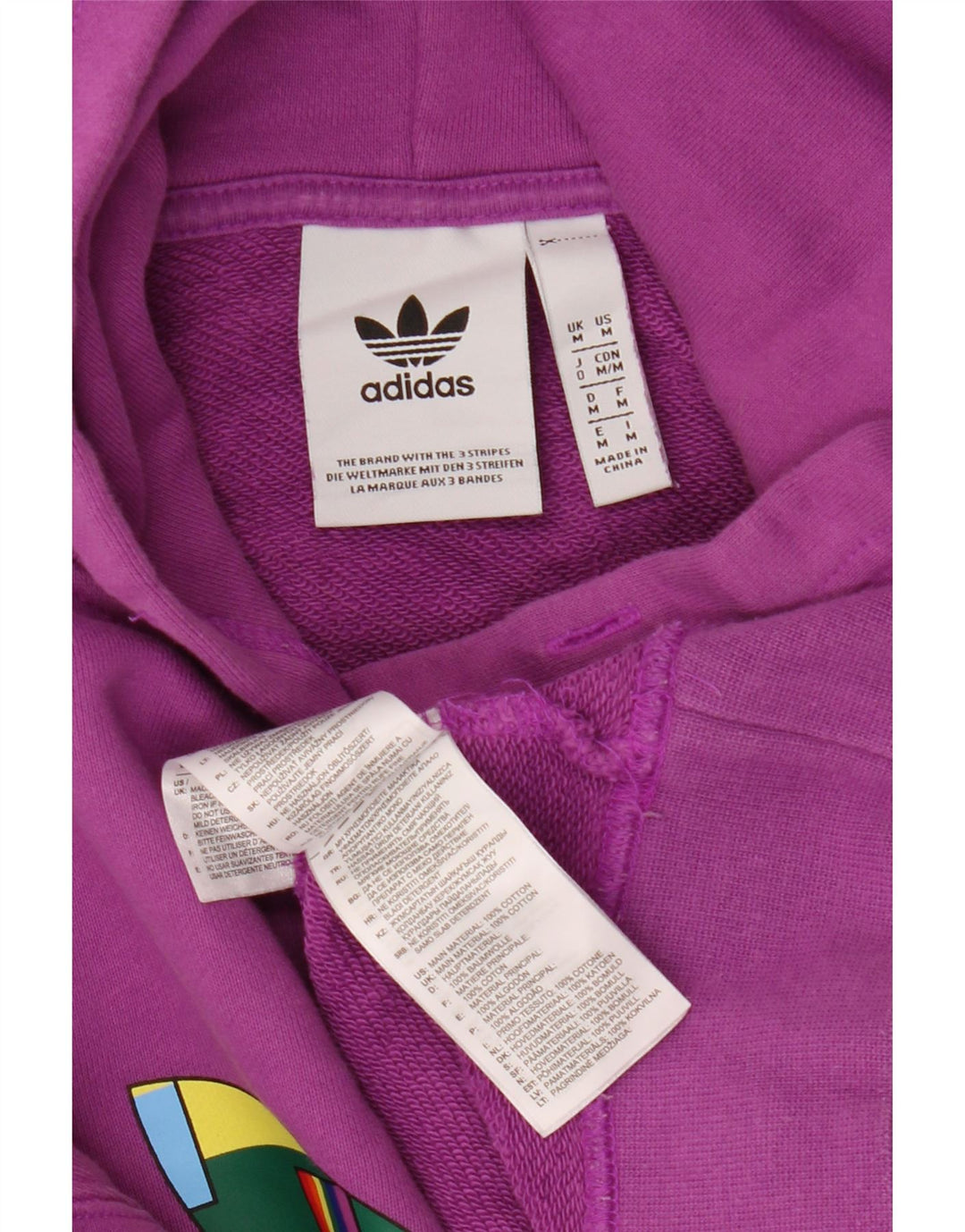 Мужской джемпер с капюшоном Adidas Oversized с рисунком, средний фиолетовый, хлопок