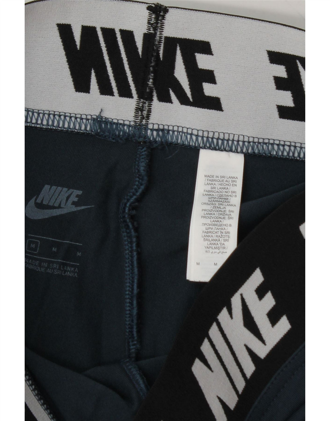 NIKE Womens Graphic Leggings UK 12 Medium  Navy Blue Cotton