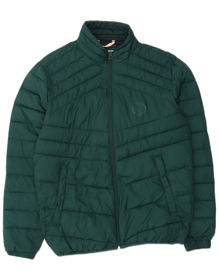 Мужская стеганая куртка JACK & JONES UK 38, средний зеленый полиэстер