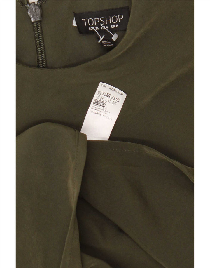 Женское платье макси Topshop UK 8, маленькое зеленое полиэстер
