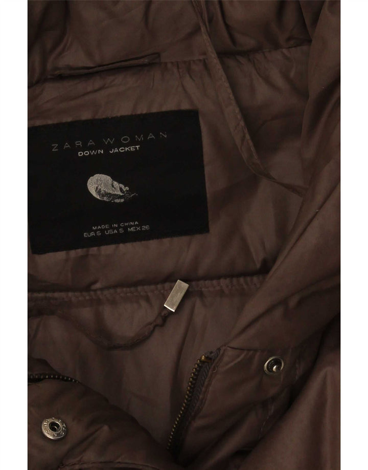 Женская стеганая куртка Zara UK 8, маленький коричневый полиэстер