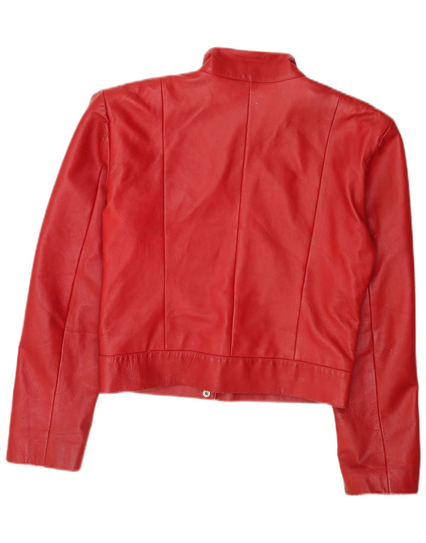 Винтажная женская укороченная кожаная куртка UK 18 XL, красная