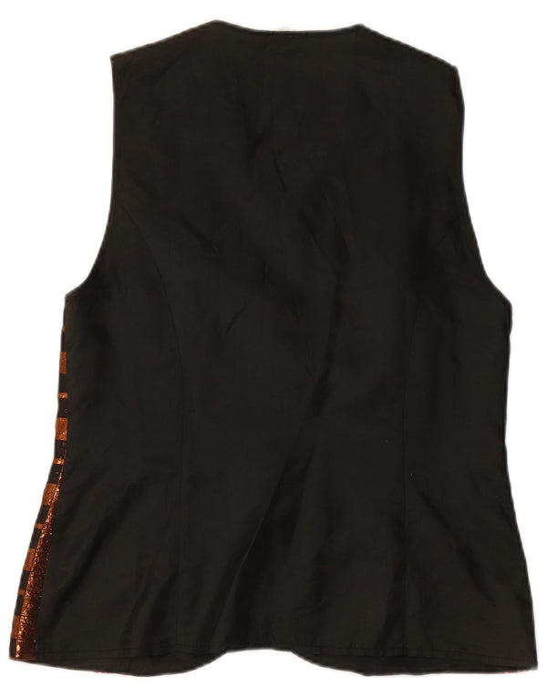 ВИНТАЖНЫЙ женский жилет UK 14, средний коричневый полиэстер в клетку