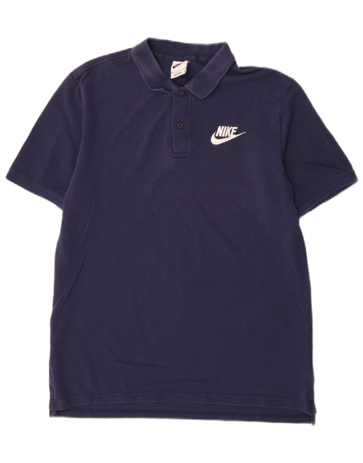 Мужская рубашка-поло Nike среднего размера, темно-синяя, хлопковая