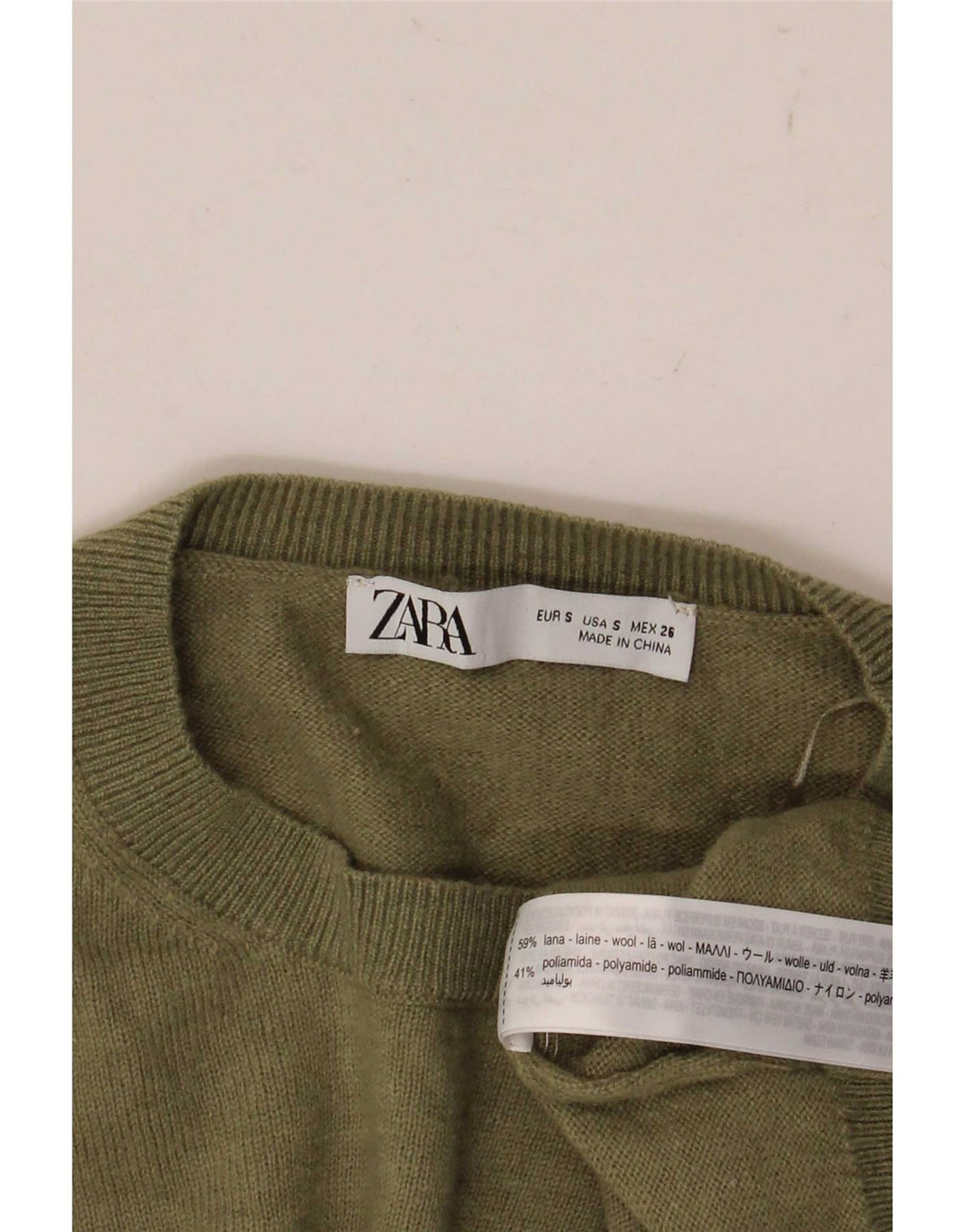 Женский свободный джемпер с круглым вырезом Zara UK 10, маленький зеленый шерстяной свитер