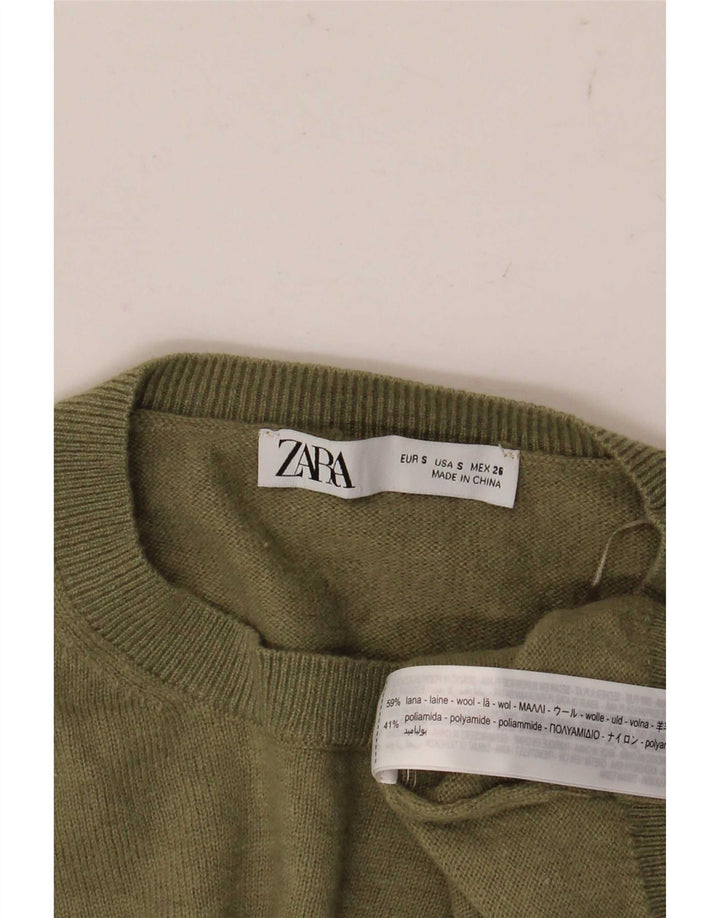Женский свободный джемпер с круглым вырезом Zara UK 10, маленький зеленый шерстяной свитер