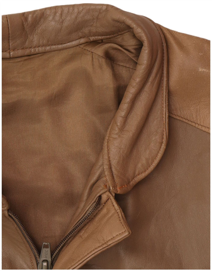 Винтажная мужская кожаная куртка UK 38 среднего коричневого цвета