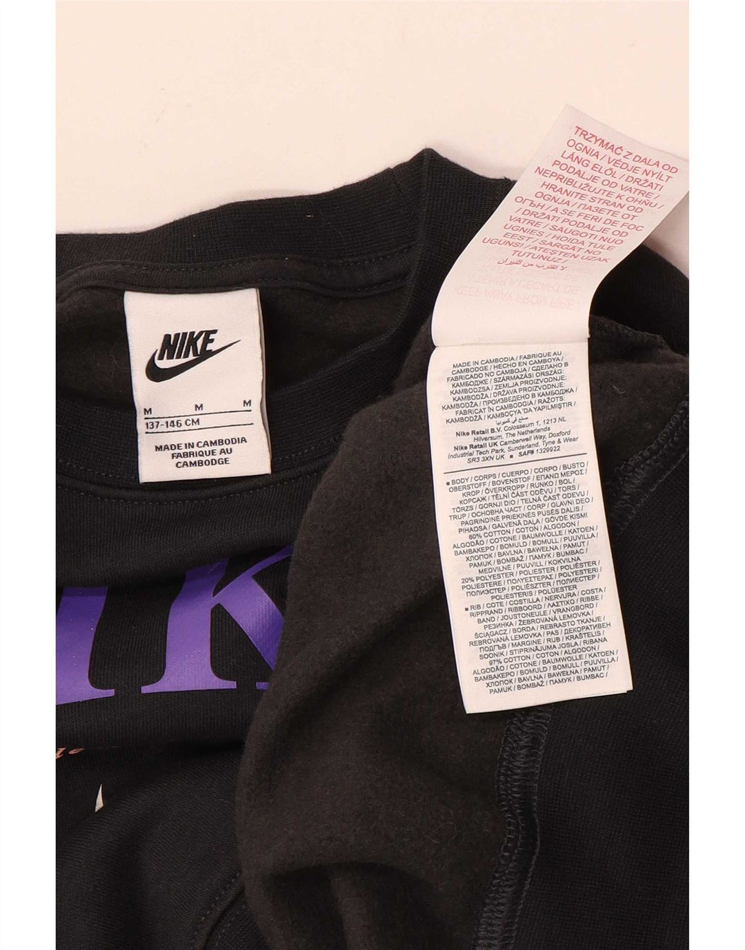 Джемпер большого размера с рисунком Nike для девочек, 10–11 лет, средний черный