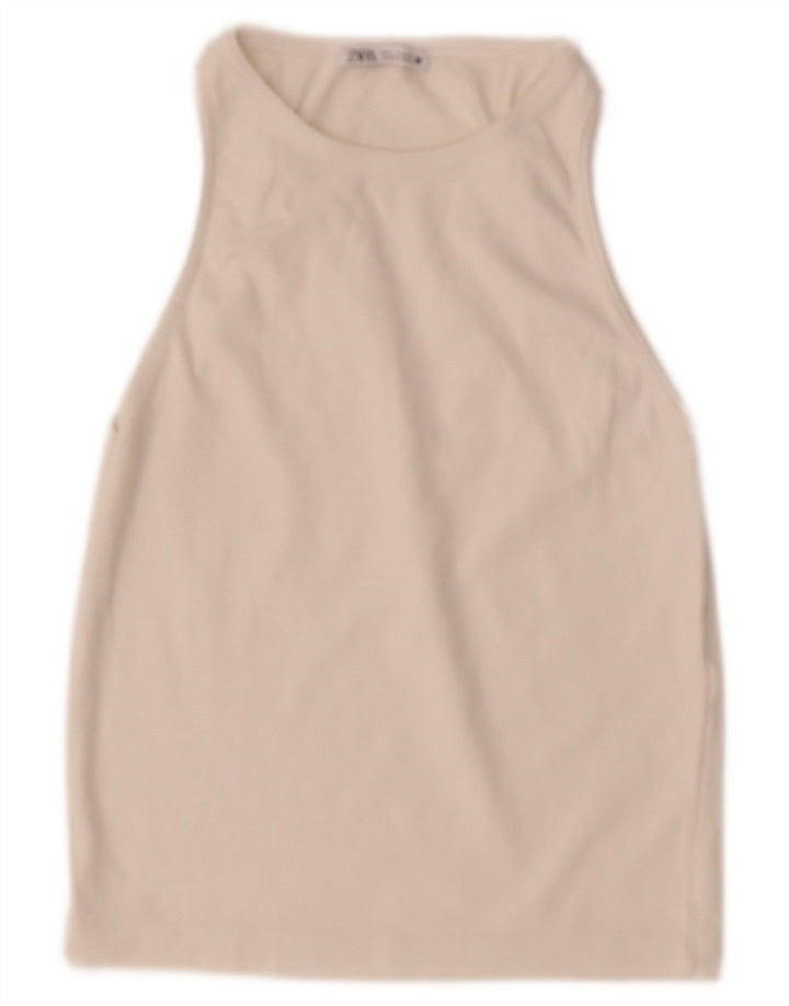 ZARA Womens Crop Vest Top UK 12 Medium Off White