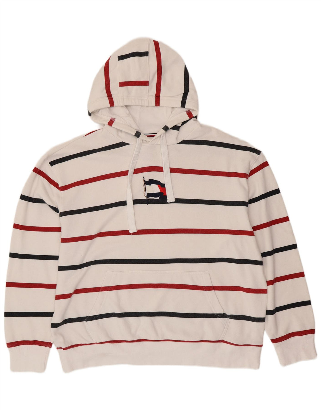 TOMMY HILFIGER Мужской джемпер с капюшоном 2XL, хлопок в белую полоску