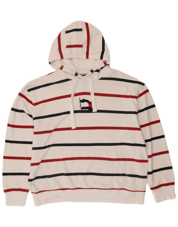 TOMMY HILFIGER Мужской джемпер с капюшоном 2XL, хлопок в белую полоску