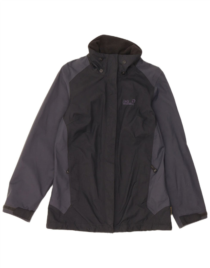 Женская непромокаемая куртка Jack Wolfskin UK 8, маленькая черная с цветными блоками